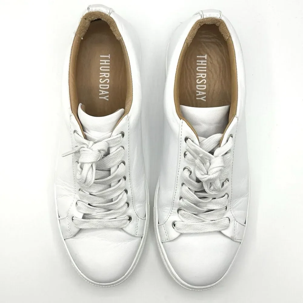 Thursday Boots Sneaker White Leather Size 7 Made In Portugal Minimalist Casual